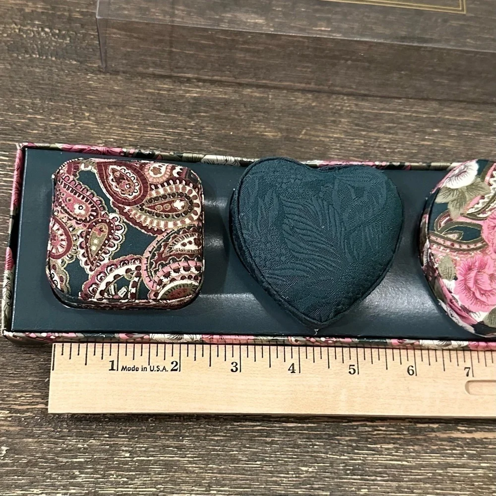 Vintage 90s Set of 3 Huntington Ridge Fabric Trinket Boxes- NEW in box